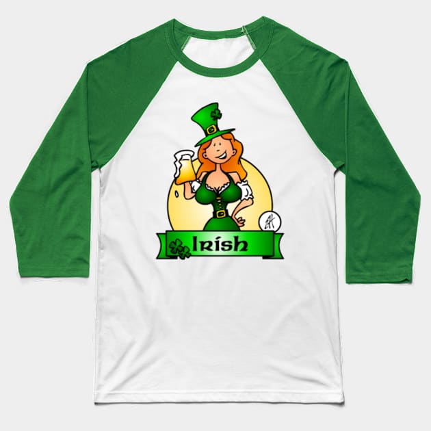 St. Patrick's Day Irish Maiden Baseball T-Shirt by Cardvibes